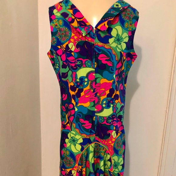 Vintage 1960s 1970s Barbie Psychedelic Romper M/L - Picture 4 of 12